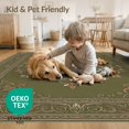 thumbnail image 4 of ODIKA 8'x10' Washable Area Rug Non-Slip Chair-Friendly Mat Ivory Scroll Faded Border Chartreuse Colored Vintage Distressed Refined for Dining Room, Large Office, Lounge, 4 of 7