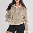 thumbnail image 3 of Aricy Womens Fuzzy Fleece Sherpa Pullover Quarter Zip Winter Sweaters Long Sleeve Casual Sweatshirt Faux Shearling Warm Zip Up Hoodies Outwear with Pockets Loungewear, 3 of 4
