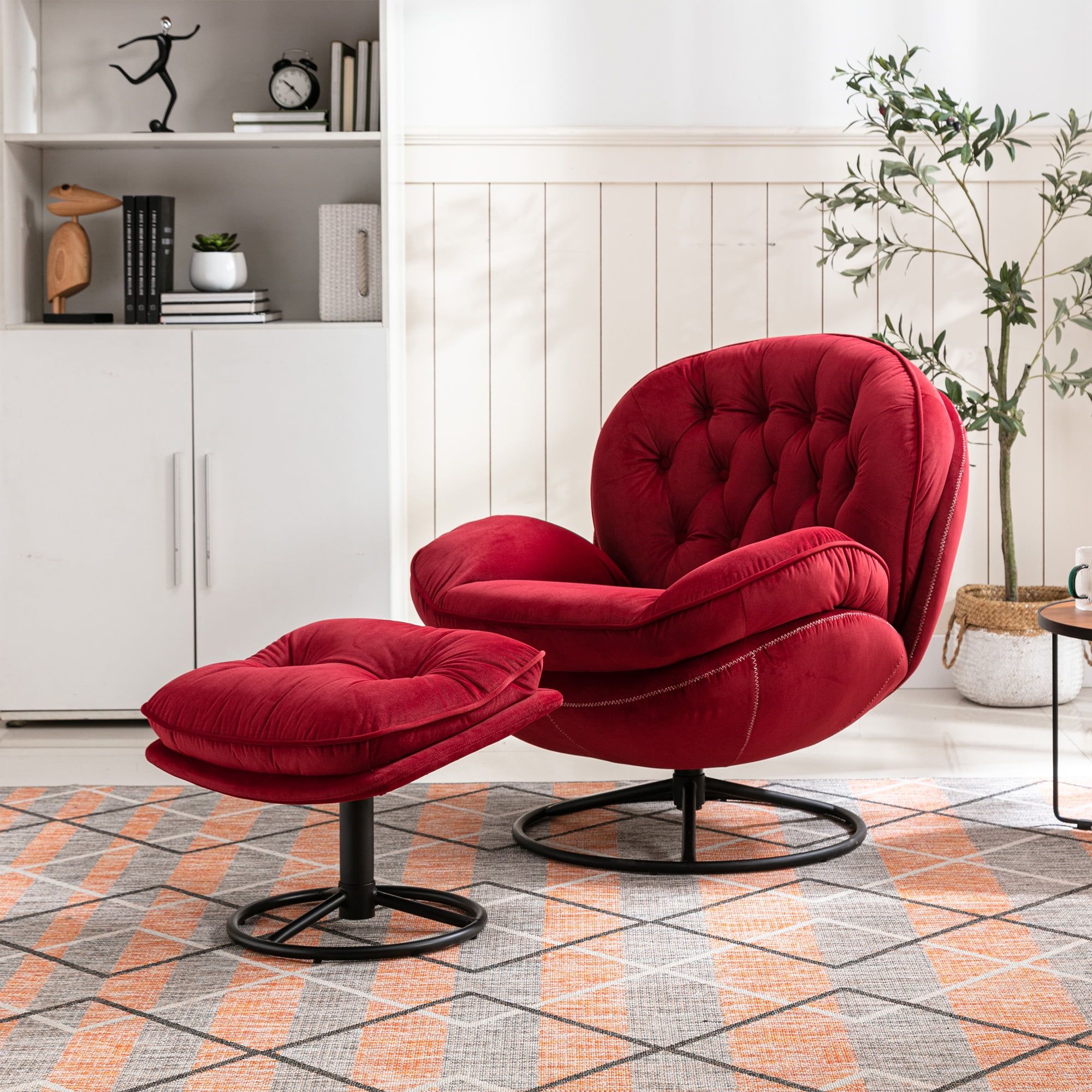 Anysun Accent Swivel Chair with Ottoman for Living Room Velvet