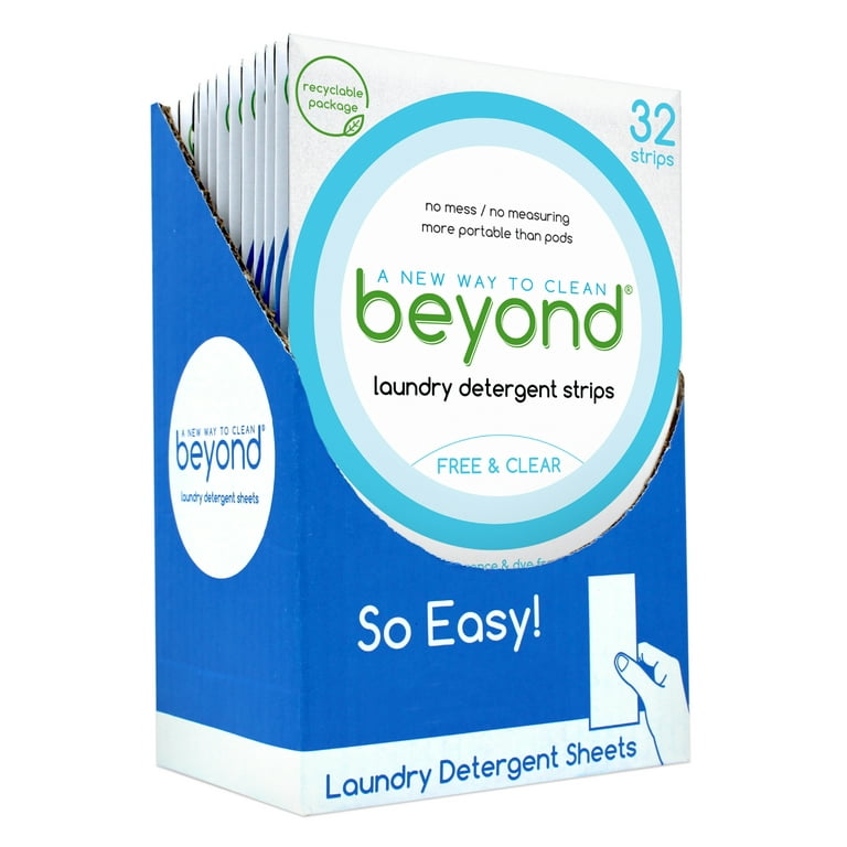 Beyond Laundry Detergent Sheets (32 Strips) - Free & Clear, White