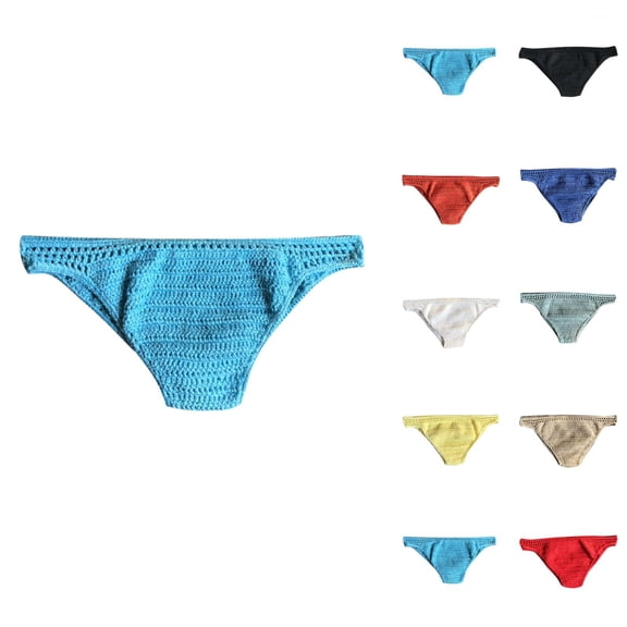 Fashionable Women's Handmade Solid Color Briefs Beach Bikini Bottoms Women Underwear