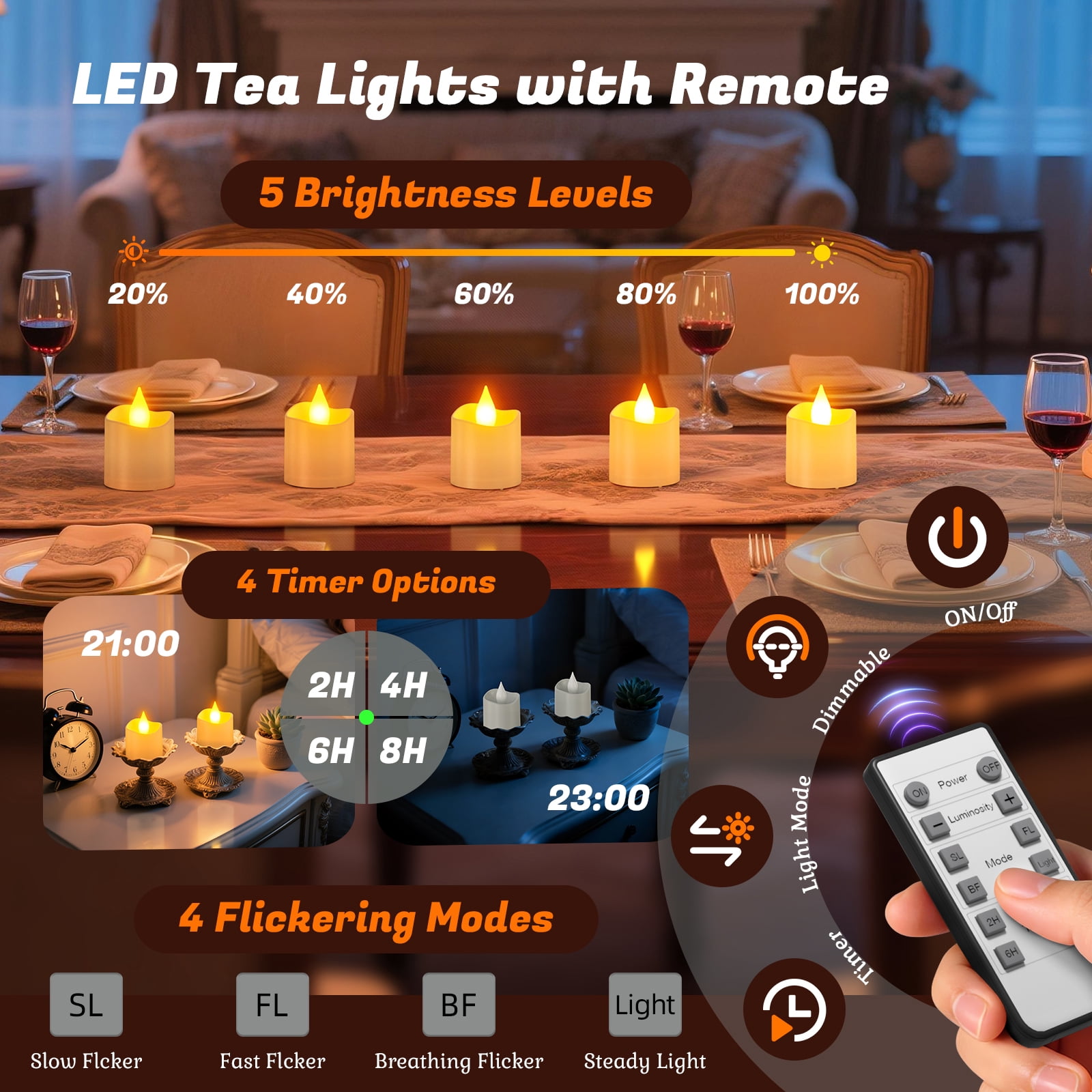 PChero Rechargeable Candles with Remote Timer ,12pcs Flameless Candles LED Votive Candles with Charging Base, Battery Tea Lights Flickering Electric Fake Small Candles for Table Wedding Home Decor