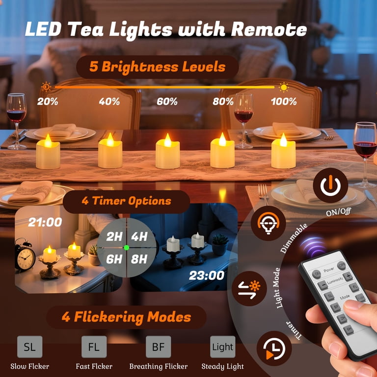 PChero 6-Piece Rechargeable LED Votive Candles with Remote photo 3