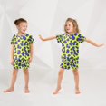 thumbnail image 5 of Blue Green Leopard Pattern Summer Pajama Set Soft Cotton Short Sleeve Sleepwear 2PCS Pajama Sets Breathable Lounge Set Size 10Y, 5 of 7