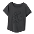 thumbnail image 3 of Camiseta de mujer con cuello redondo, informal, recuerdo, moda de verano, para trabajo de oficina M, 3 of 8