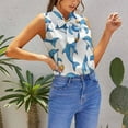 thumbnail image 5 of Dolphins Blouses Women Bow Tops Elegant Sleeveless Office Work Shirt Casual Holiday Women's Tops, 5 of 6