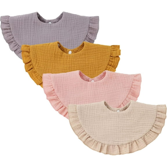 4 pcs Unisex Baby Muslin Bandana Drool Bibs 360 Degree Rotatable Cotton Teething Feeding Drooling Bibs for Boy Girl