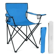 Coliware Outdoor Lightweight Folding Camping Chair, Oversized Oxford Fabric Portable Director Chair for camping with Carry Bag Cup Holder, Compact & 551lb Loading Capacity - Blue