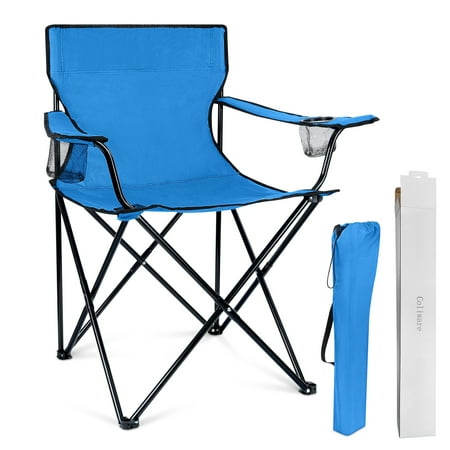Coliware Outdoor Lightweight Folding Camping Chair, Oversized Oxford Fabric Portable Director Chair for camping with Carry Bag Cup Holder, Compact & 551lb Loading Capacity - Blue
