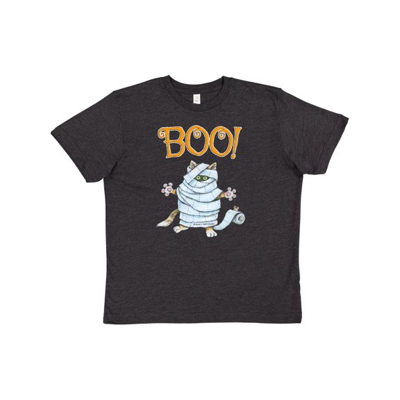 Inktastic Boo with Mummy Cat Youth T-Shirt