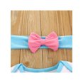 thumbnail image 4 of Honganda Baby Girl Clothes Hairband Set, Birthday Mermaid Elephant Lettering Print Short Sleeve Dress Romper Matching Bow Headband, 4 of 9