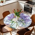 thumbnail image 3 of Purple Lavender Fitted Tablecloth with Elastic Edged, Round Table Cloth for Dining Table, Spring Daisy Butterfly Plants Watercolor Blue Waterproof Oil Proof Table Cover for Indoor Outdoor 45"-54", 3 of 8