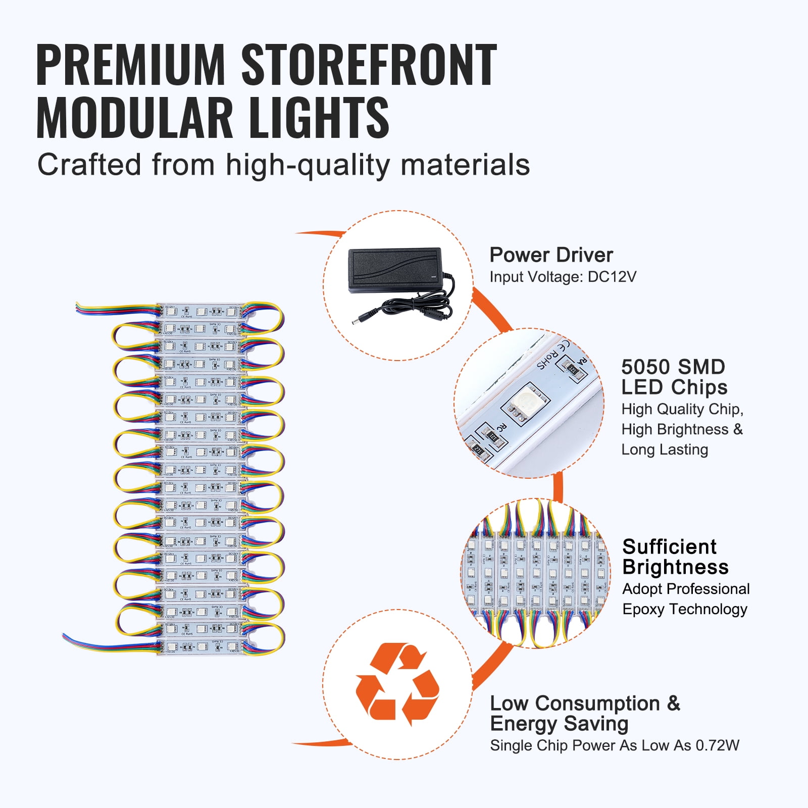 KFFKFF LED Storefront Lights 80PCS 41 ft LED Module Lights 3-LED 5050 SMD RGB