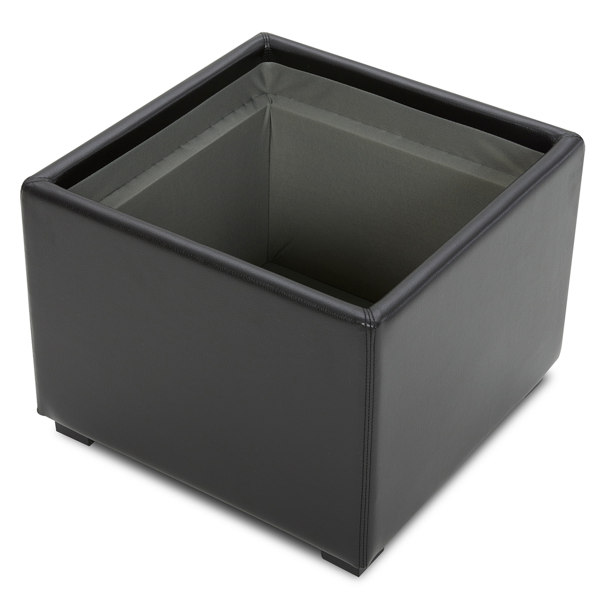 CHITA Faux Leather Storage Stool Ottoman, Foot Rest Stool Seat, Black