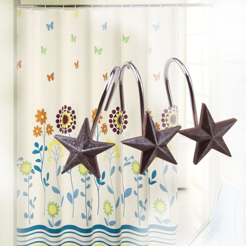 IMAGE 12 PCS Decorative Rolling Shower Curtain Hooks Star