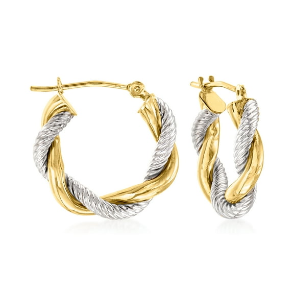 Ross-Simons 14kt 2-Tone Gold Twisted Hoop Earrings, Women's, Adult