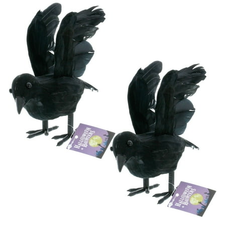 halloween haunters black flying crows pack of 2 set of 2 realistic looking