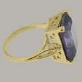 thumbnail image 3 of LBG Solid 14K Yellow Gold Large 16x12mm Octagon cut Synthetic Color Changing Sapphire Ring- Sizes 5 to 12, 3 of 5