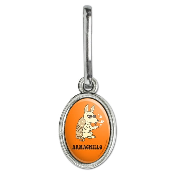 Armachillo Armadillo Chilling Funny Humor Antiqued Oval Charm Clothes Purse Suitcase Backpack Zipper Pull Aid