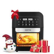 ICONITES 7 Quart Air Fryer Oven, 8 in 1 Toaster Oven Rotisserie Grill, with with Touchscreen and Temperature Control, Visible Window Cool Touch Easy Clean Stainless Steel