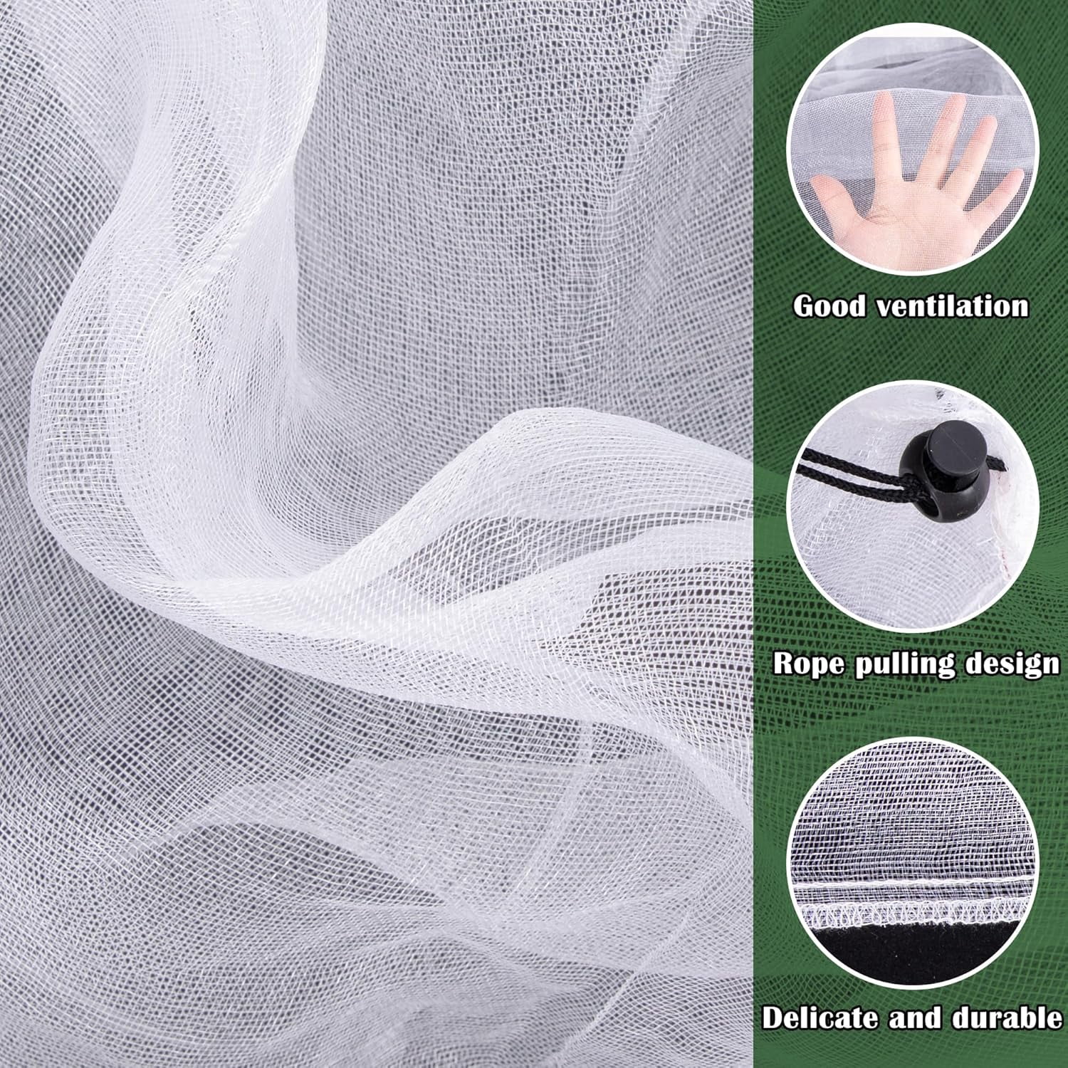 6 Pcs Insect Bird Barrier Tree Net with Drawstring, 2 Sizes Garden Bird Netting Plant Cover, Fruit Tree Netting for Protect Plants Fruits Flowers from Insect Bird Eating
