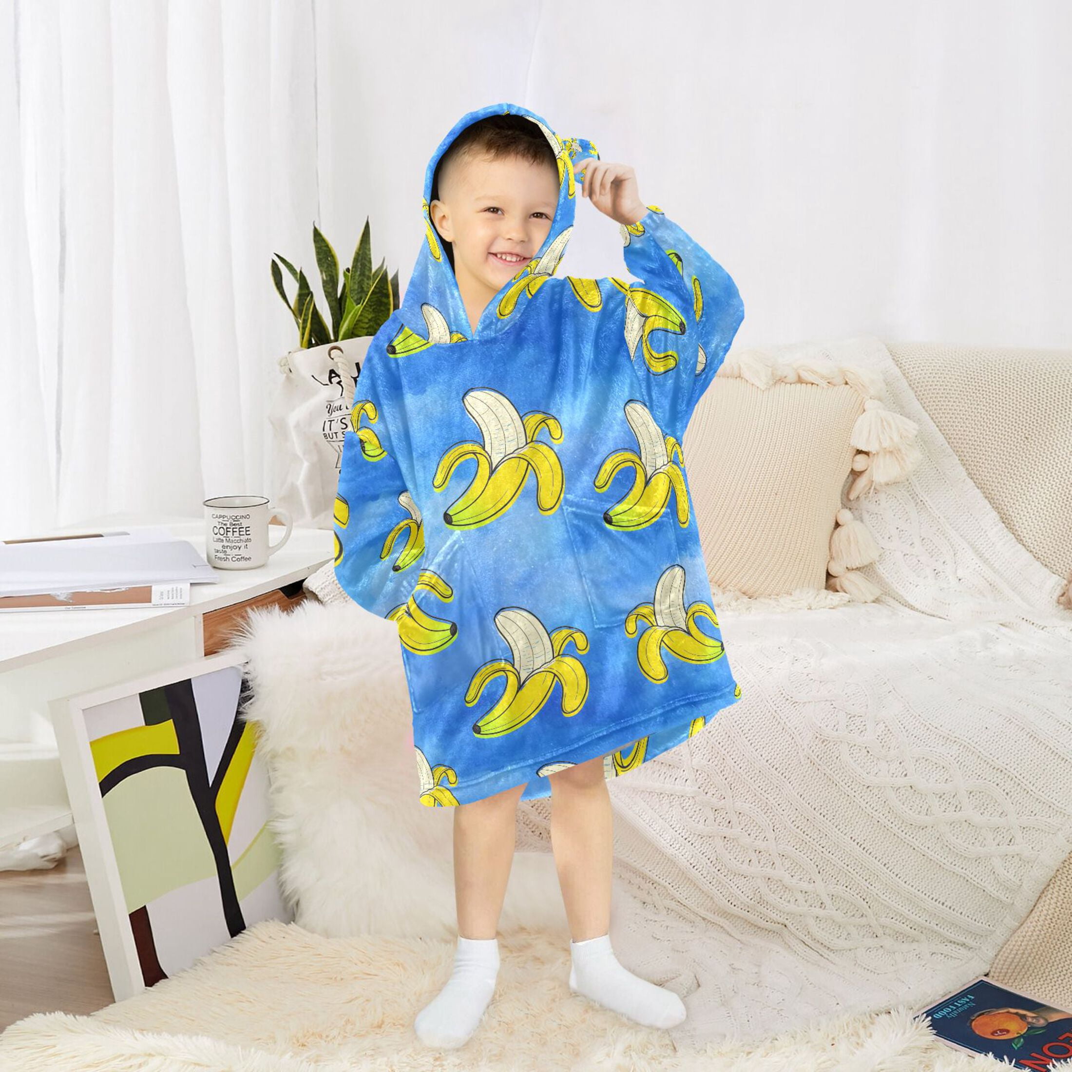 joogoo Wearable Blanket Hoodie for Bananas Tie Dye Flannel Sherpa Pocket 3-14 YR S