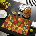 thumbnail image 4 of Fall Orange Red Maple Leaf Placemats Set Of 4 Thanksgiving Harvest Fall Autumn Durable Linen Placemats 12 X 18 Inch Fall Table Mats for Kitchen Dining Table Mats, 4 of 5