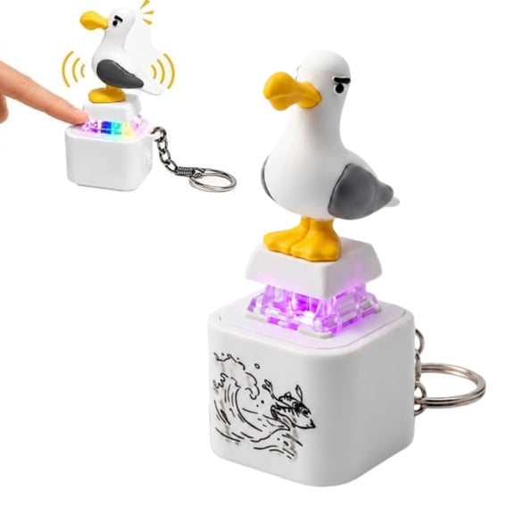 Clicker Fidget Toys, Rechargeable Seagull Mine Button Keychain with Real Sound & LED Light, Funny Interactive Desk Stress Relief Toy for Kids Adults(Rechargeable)