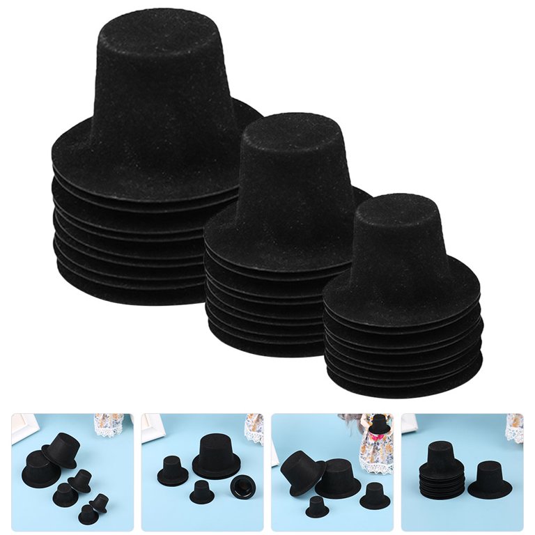 80 Pcs Mini Top Hat Plastic Miniature Hats Christmas Miniatures Crafts  Snowman