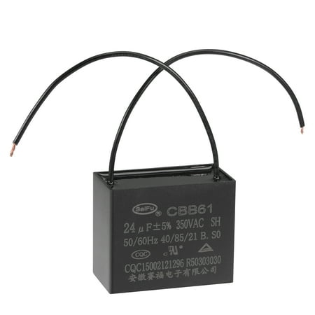 

Uxcell 24uF 350V AC 2 Wires CBB61 Ceiling Fan Capacitor 1 Pack