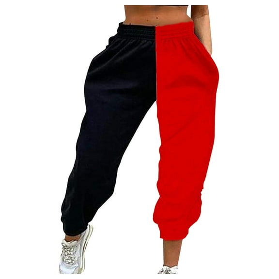 Color Block Sweatpants Clearance,Women'S Elastic High Waist Baggy Pants Color Block Sweatpants With Pockets Lantern Pants Trousers