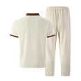 thumbnail image 3 of ZUKMRJPC Men's Tracksuit 2 Piece Waffleknit Textured Athletic Sweatsuits Short Sleeve Shirts and Long Pants Casual Running Jogging Suit Sets, 3 of 4