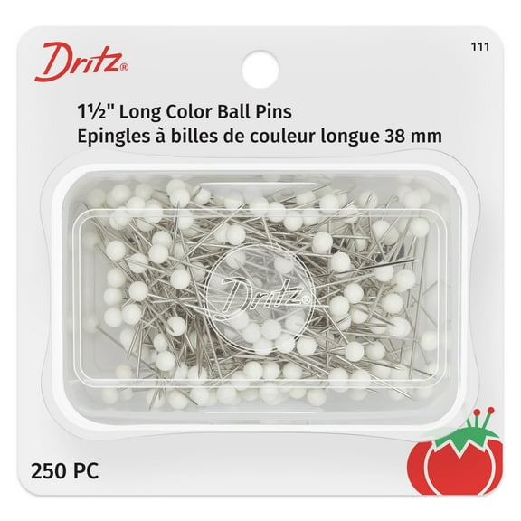 Dritz 1-1/2" Color Ball Pins, 250 Count, White