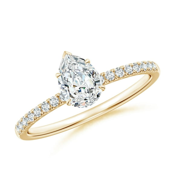 ANGARA Lab Grown Diamond Hidden Halo Engagement Ring for Women in 14K Yellow Gold (Size-7x5mm| Color-F-G| Clarity-VS) | April Birthstone, Anniversary, Jewelry Gift for Women | Lab-Grown Diamond Ring