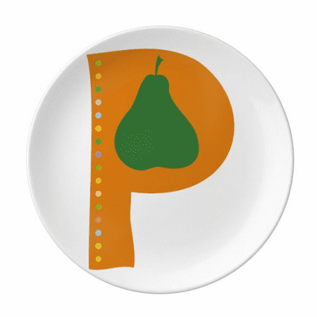 

P Alphabet Pear Fruit Cute Pattern Plate Decorative Porcelain Salver Tableware Dinner Dish