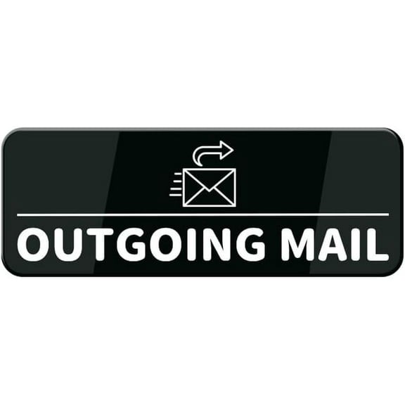 Outgoing Mail Sign For House Door, Easy To Mount Plastic Safety Informative Sign With Symbols 10"X3"