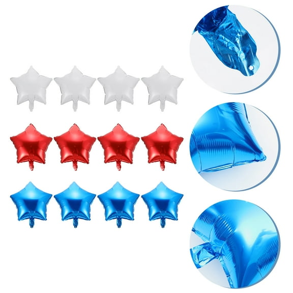 NIYANGLE 12Pcs Independence Day Balloons Star Foil Balloons Patriotic Party Decoration 45X0.39In Red White Blue