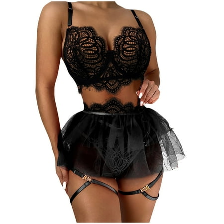 

Noarlalf lingerie for women Women s Lingerie Lace Thong Underwear Sleepwear Miniskirt Bra Thong Three-piece Suit underwear women