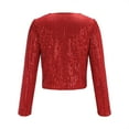 thumbnail image 4 of Lroplie Winter Coats for Women Long Sleeve Womens Cardigan Sequin Collarless Party Glitter Sparkly Crop Jacket Red 2023 2XL, 4 of 7