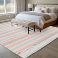 thumbnail image 4 of 5'x8' Area Rugs, Pink Blue Gray Indoor Outdoor Area Rug for Living Room Bedroom, Beige Vintage Simple Abstract Stripes Washable Bathroom Rugs Kitchen Floor Carpet Mats Home Decor Aesthetic, 4 of 8