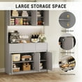 thumbnail image 5 of 71" Tall Kitchen Pantry Cabinet, Kitchen Hutch Storage Cabinet with Led Lights and Power Outlets, Food Pantry Cabinet with Microwave Stand, Adjustable Shelves, Handless Design, 5 of 7