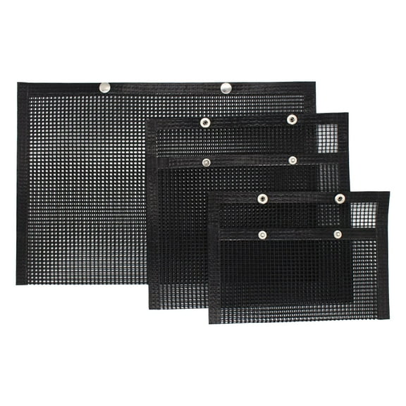 3Pcs Durable BBQ Grilling Bags Mesh Pouch Grill to Clean Organizer for Backpacking Outdoor Electric Grills Gas , Black