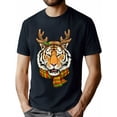thumbnail image 1 of Camiseta navideña con cuernos de reno tigre, 100 % algodón (220 g), 1 of 7