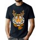 thumbnail image 1 of Camiseta navideña con cuernos de reno tigre, 100 % algodón (220 g), 1 of 7