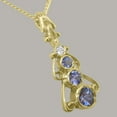 thumbnail image 3 of LBG 14k Yellow Gold Natural Tanzanite & Cubic Zirconia Womens Bohemian Pendant & Chain - Chain length 18, 3 of 5