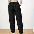 thumbnail image 2 of Wyobmus Women's Lightweight Puffy Pants Warm Fleece Lined Insulated Puffer Quilted Pants Fashion High Waisted Ankle Binding Oversized Warm Pants Black, 2 of 5
