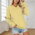 thumbnail image 3 of ManxiVoo Oversized V Neck Pocket Sweatshirt for Women Cozy Winter Wear Soft Fabric Comfort Fit Long Sleeve Tops L Size Yellow, 3 of 5