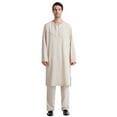 thumbnail image 4 of JHLZHS Mens Outfits Big and Tall Men's Casual Middle Button Down Pocket Robe Trousers Two Piece Set 70 S Outfit for Men Gold Mens Outfits Fall Wedding, 4 of 8