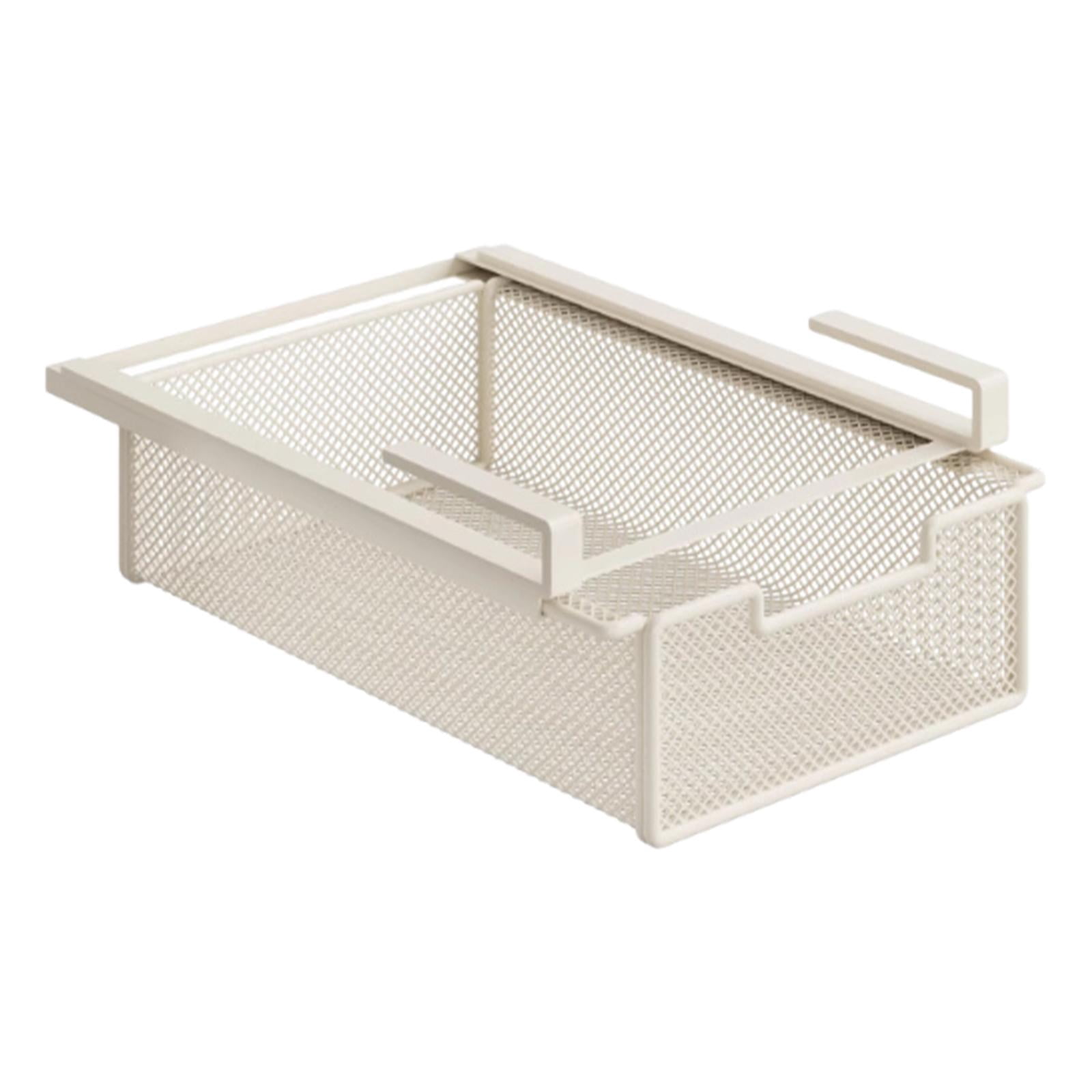 Cajón Organizador Colgante Extraíble - Canasta De Alambre Deslizante Para Ahorrar Espacio En Armario Y Escritorio | Color Blanco
