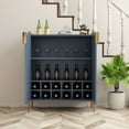 thumbnail image 4 of S-HOME Modern Home Wine Bar Cabinet with Adjustable Storage Shelf, Versatile Liquor and Coffee Cart for Dining Room and Living Space, Blue, 4 of 30